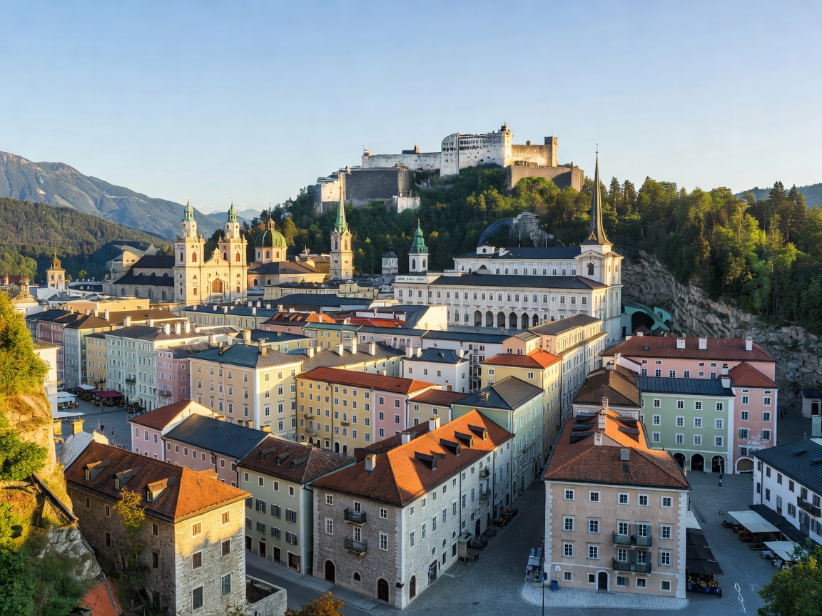 View over Salzburg Old Town and the Hohensalzburg Fortress